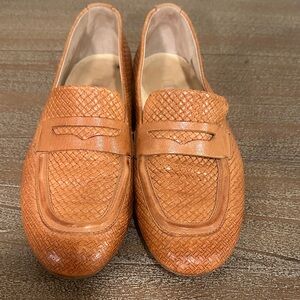 Paul Green Woven Leather Loafers in Cognac